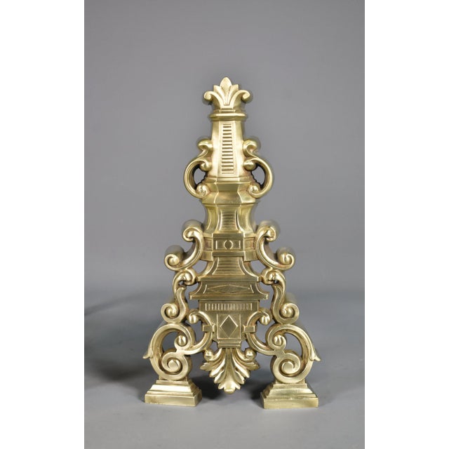Early 20th-Century French Brass Fire Dogs, 1890s, Set of 2 For Sale - Image 5 of 16