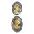 Mid 20th Century Pair of Oval Art Nouveau Gilt Metal Bas Relief Figure Bust Cameo Wall Plaques 23"x17" For Sale
