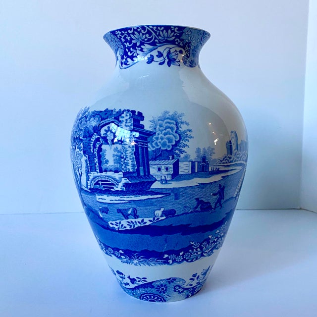 Vintage Late 20th Century Spode Blue and White Vase Chairish