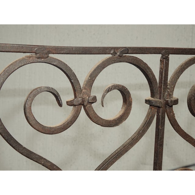 Vintage French Country Wrought Iron Fireplace Screen With Finials For Sale - Image 11 of 16