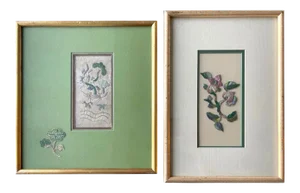 Framed Chinese Antique Textile Fragments Qing Dynasty Provenance - A Pair