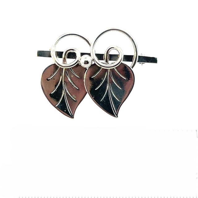 1990s Georg Jensen Estate Vine Leaves Brooch Silver For Sale - Image 12 of 13