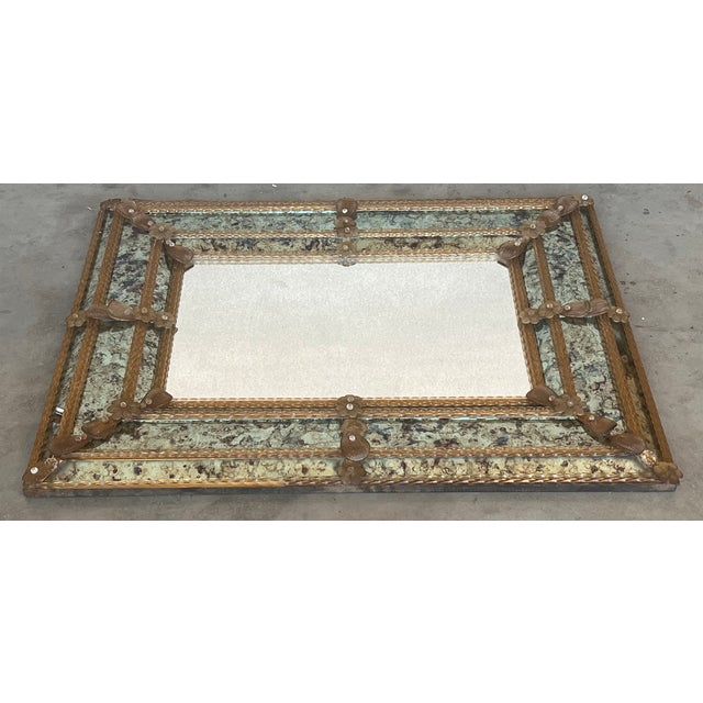 Italian 18th Century Venetian Square Mirror, Handmade and Hand Silvered For Sale - Image 3 of 9