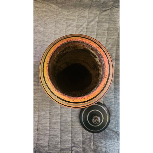 1960s Mid-Century Pakistani Hand-Turned Wooden Lacquerware Jar For Sale - Image 4 of 10