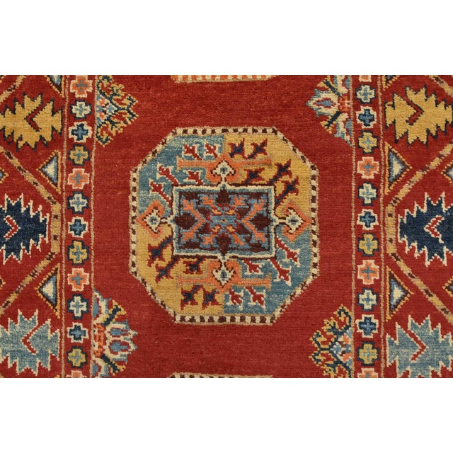 Red Kazak Runner 2’8” X 13’6” Red Wool Tribal Hand-Knotted Oriental Rug For Sale - Image 8 of 13