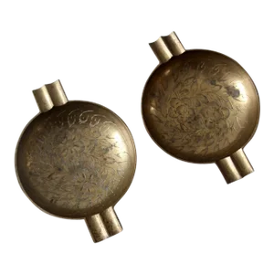 Vintage Brass Ashtray Pair