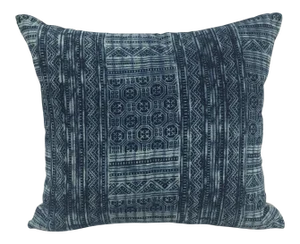 Indigo Hill Tribe Batik Blue & White Cotton Pillow