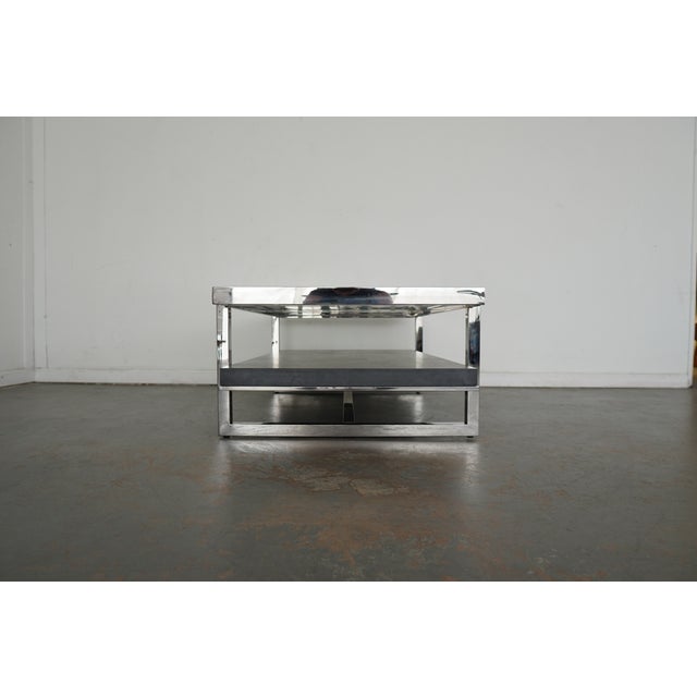 Metal Vintage Chrome & Glass Coffee Table For Sale - Image 7 of 11