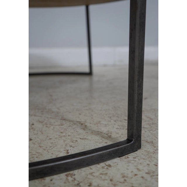 Round Modern Design Studded Copper Top Nesting Cocktail Occasional