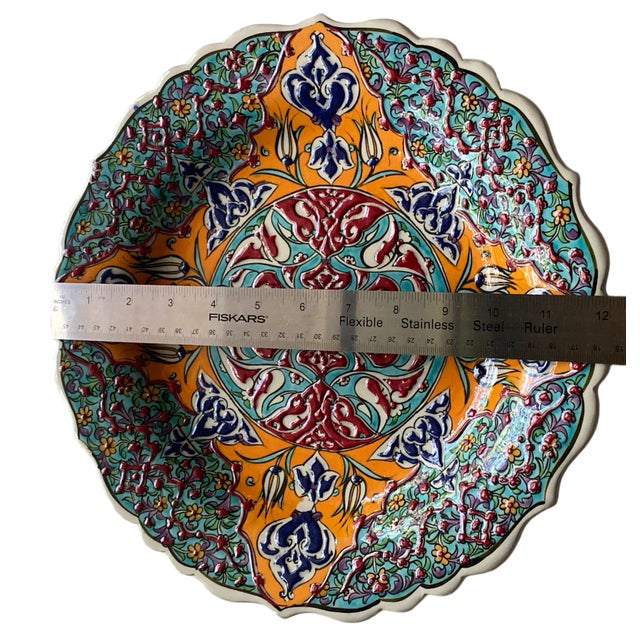 1990s Traditional Turkish Tile Hand Painted Plate For Sale In Jacksonville, FL - Image 6 of 7