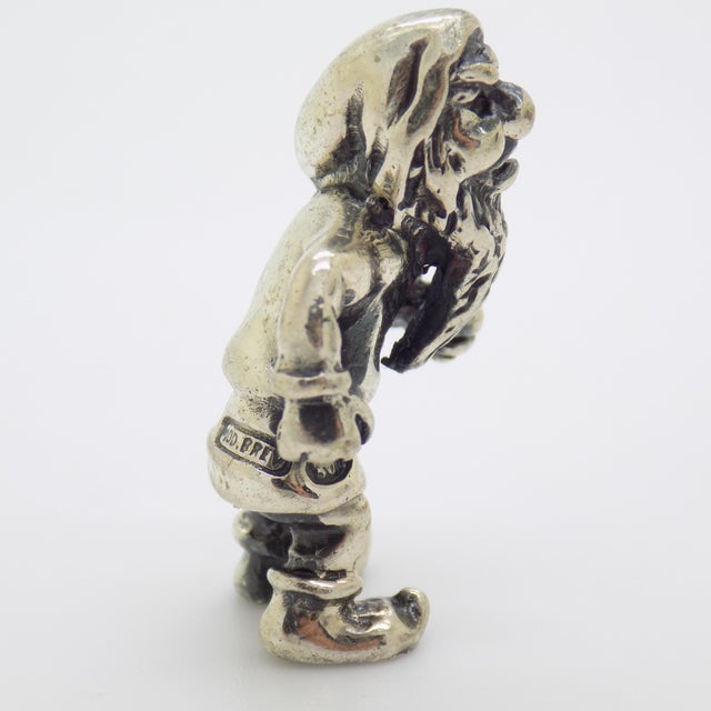 Metal Vintage Italian Handmade Genuine Silver Garden Gnome Dollhouse Miniature Figurine For Sale - Image 7 of 10