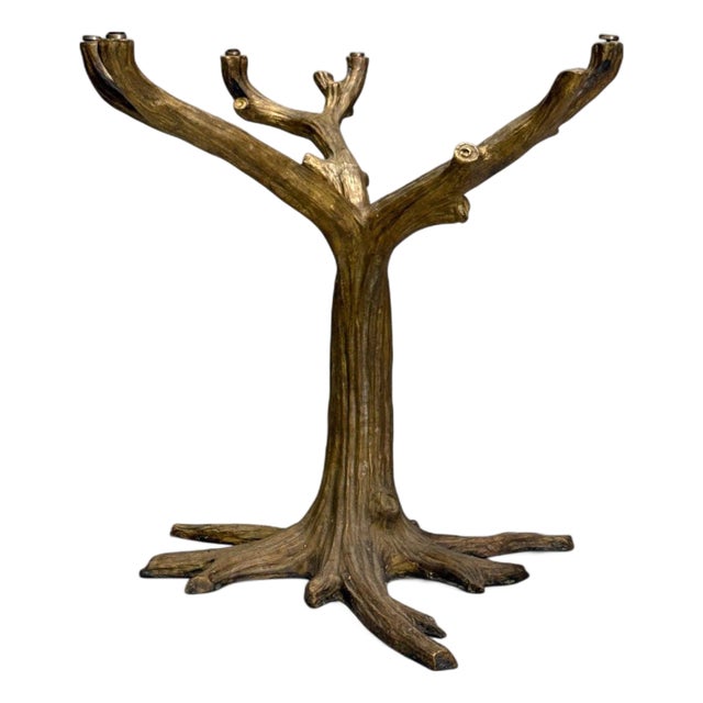 Organic Modern, Gilt Metal, Faux Bois Table Base, United States, 21st C. For Sale