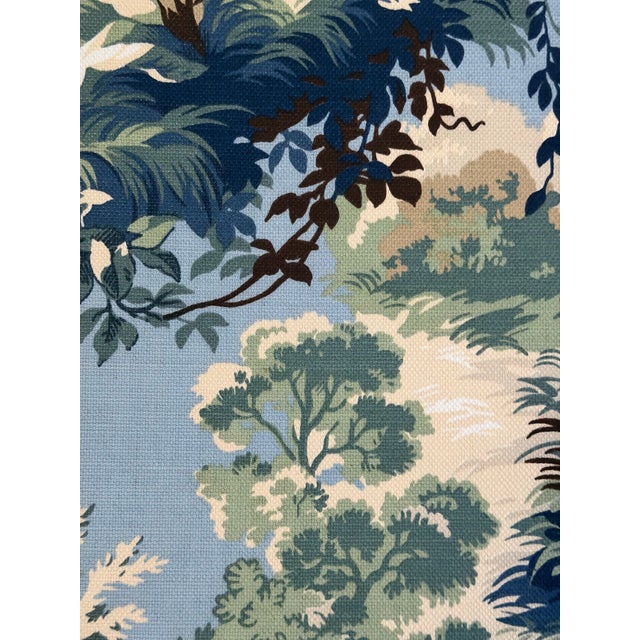 Traditional Thibaut F910867 Lincoln Toile Navy and Teal Fabric 3 3/4 Yards For Sale - Image 3 of 8