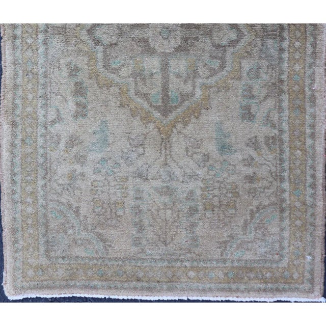 Neutral and Earth Tone Vintage Persian Lilihan Rug With Medallion in Taupe For Sale - Image 9 of 12