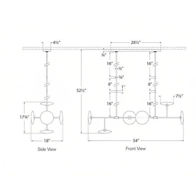 Metal Ian K. Fowler for Visual Comfort Signature Calvino Large Linear Chandelier in Aged Iron & Hand-Rubbed Antique Brass with Clear Glass For Sale - Image 7 of 7