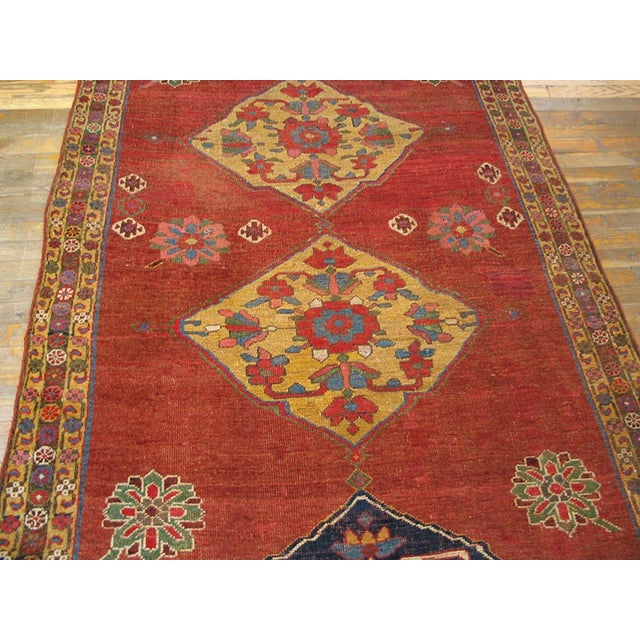Persian 1880s Red Rust Medallion Rustic Antique W. Persian Bijar Rug 4' 6" X 10' Handknotted Wool Carpet For Sale - Image 3 of 4