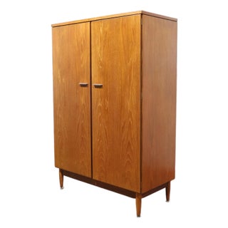 Mid Century Modern Vintage Teak Armoire Wardrobe by White and Newton Danish Style For Sale