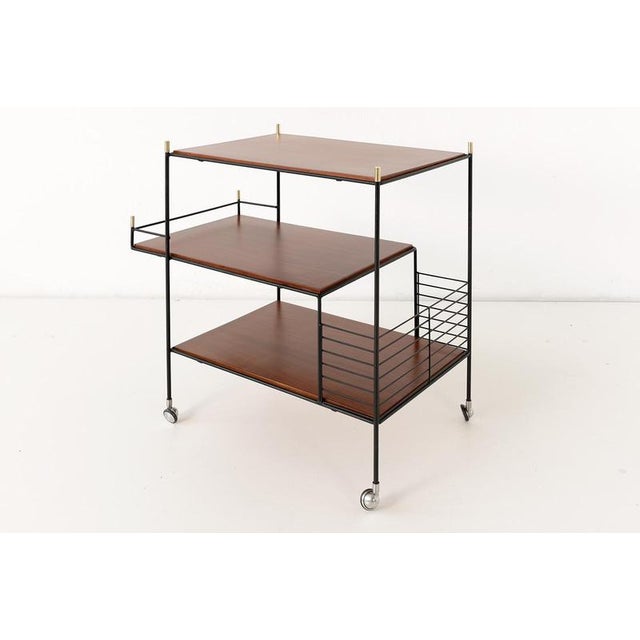 Black Bar Cart in Walnut, 1960s For Sale - Image 8 of 13