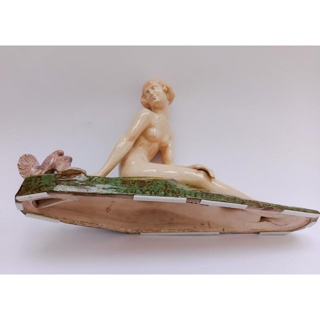 Alexandre Morlon, Sculpture of Nude Woman with Turtle Doves, 1920s-1940s, Ceramic For Sale - Image 4 of 18