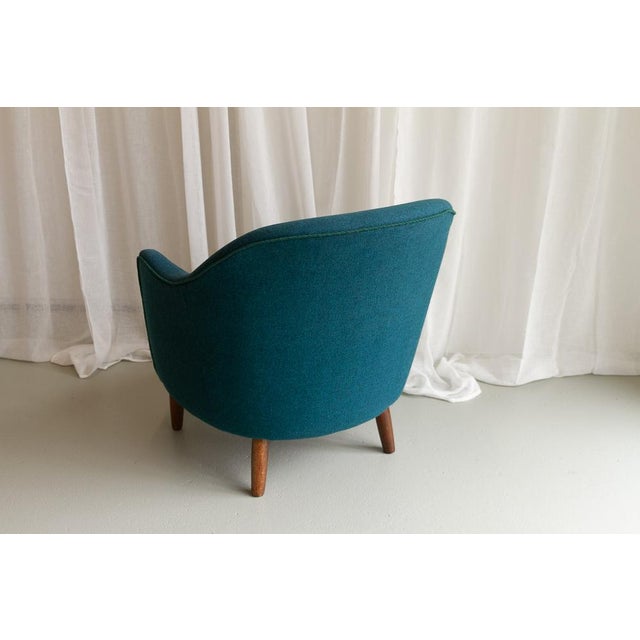 Textile Danish Modern Easy Chair in Teal Blue, 1950s For Sale - Image 7 of 18