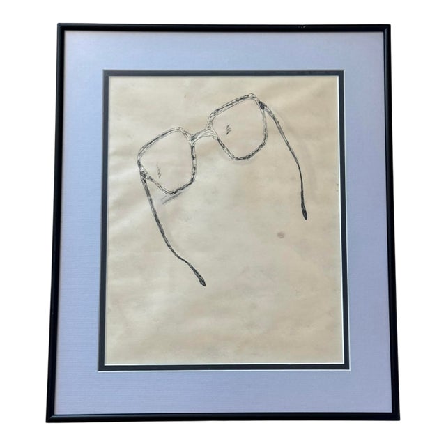 1980s Drawing of Glasses, Framed For Sale