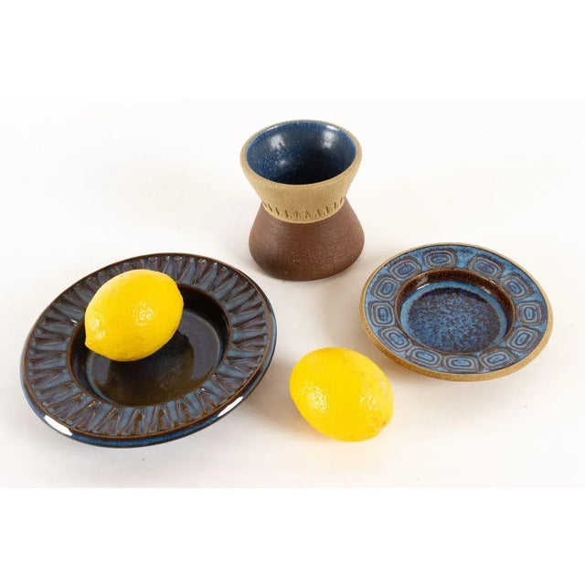Ceramic Blue Glazed Ceramic Ashtrays by Einar Johansen for Søholm, 1960s, Set of 3 For Sale - Image 7 of 13