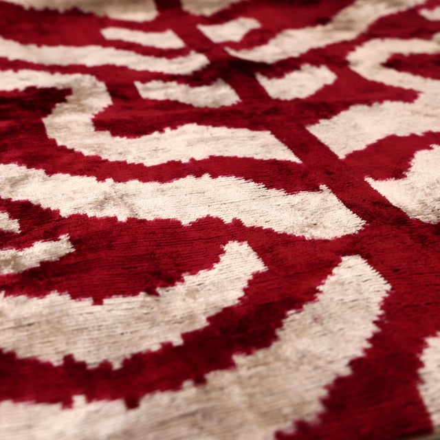 "Introduce an aura of timeless architectural beauty to your design projects with this masterfully hand-knotted silk velvet...