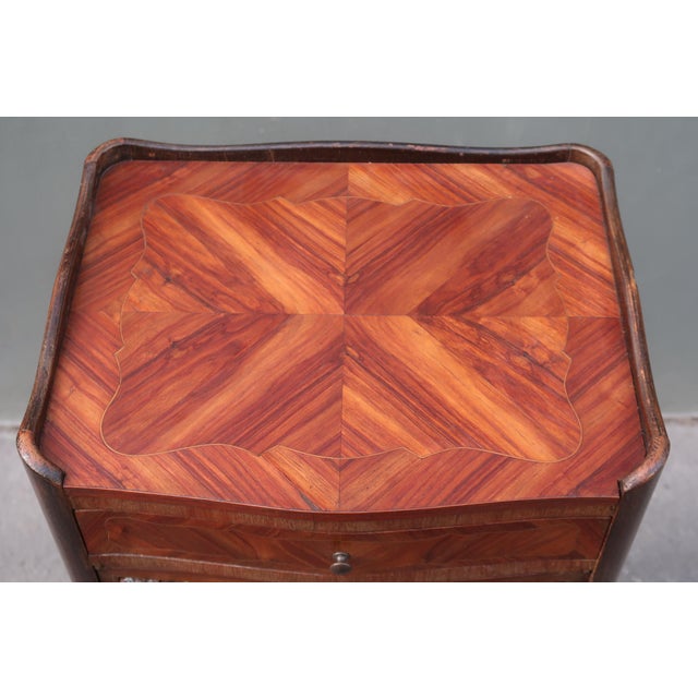 Wood French Antique Louis XV Style Side Table Nightstand For Sale - Image 7 of 13