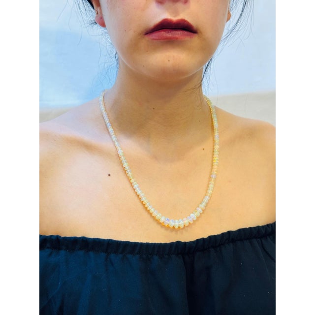Natural 100Ct Ethiopian Opal Bead Single Strand Necklace 5 to 9mm , Silver Clasp For Sale - Image 4 of 8