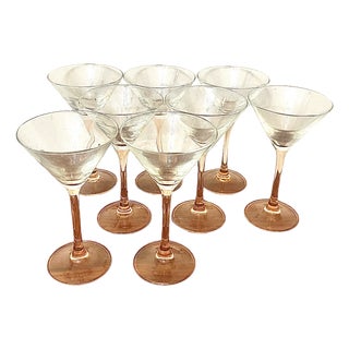 Vintage Rose Martini Glasses from Luminarc, France, 1970s, Set of 8 For Sale