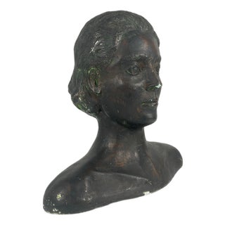 Neoclassical Style Plaster Bust of a Woman by M. Mongey, 20th Century For Sale