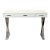 Pottery Barn Ava Modern White Desk With Chrome Legs and Three Drawers For Sale