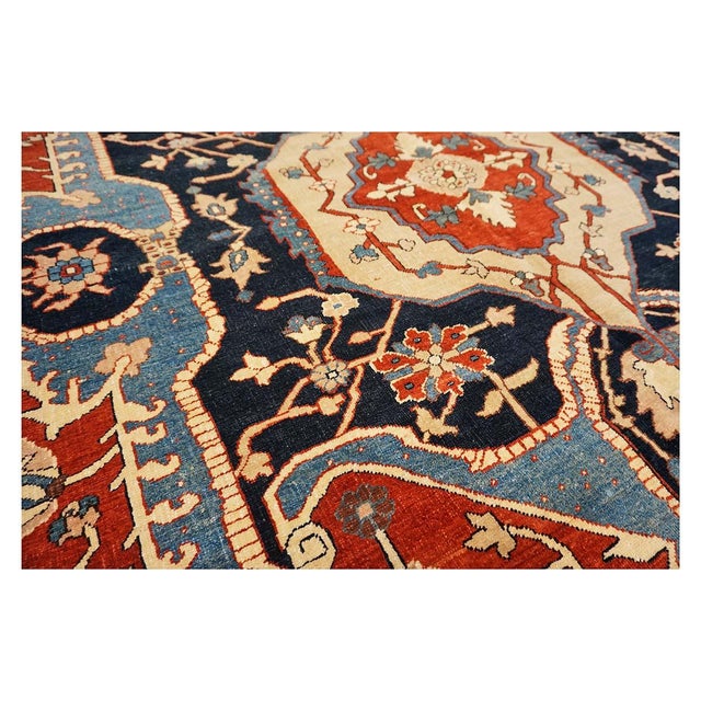 Persian Serapi Recreation Wool 8x11 Rust, Ivory, & Blue Handmade Area Rug #1141242 For Sale - Image 12 of 12