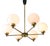 Mid-Century Modern Italian Brass and Opaline Chandelier For Sale