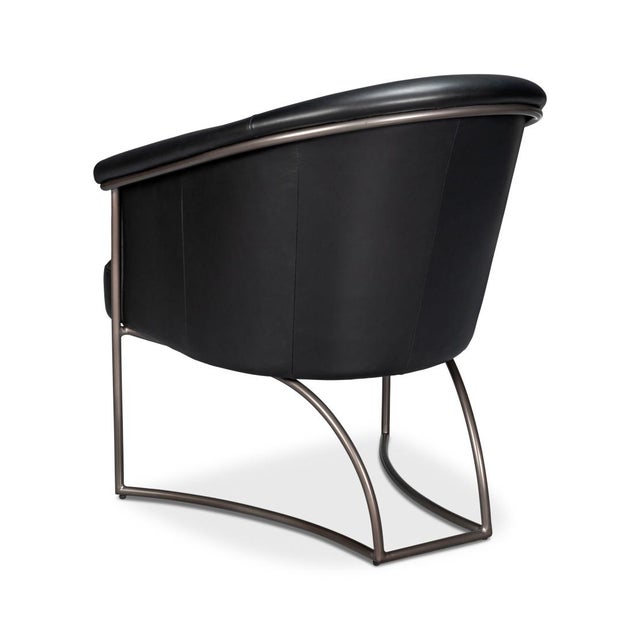 Black Leather Tub Chair For Sale - Image 4 of 11