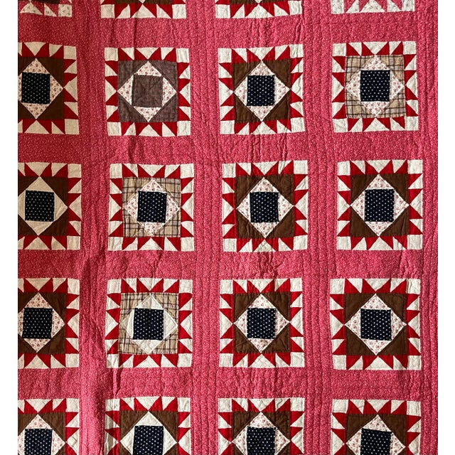 Farmhouse Antique Hand Stitched Quilt For Sale - Image 3 of 11