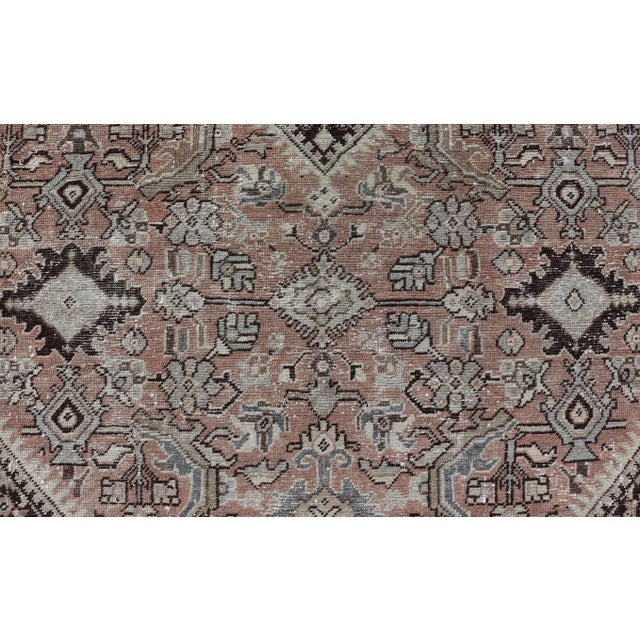 Brown Vintage Persian Sultanabad-Mahal Rug With Sub-Geometric Diamond 9'0" X 11'10" For Sale - Image 8 of 12