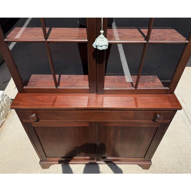 Vintage NC-Made Solid Mahogany Step Back Cupboard For Sale In Raleigh - Image 6 of 16