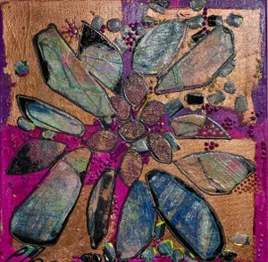 Cosmic Floral 1, Abstract Botanical Acrylic on Canvas Painting by Cathe Hendrick