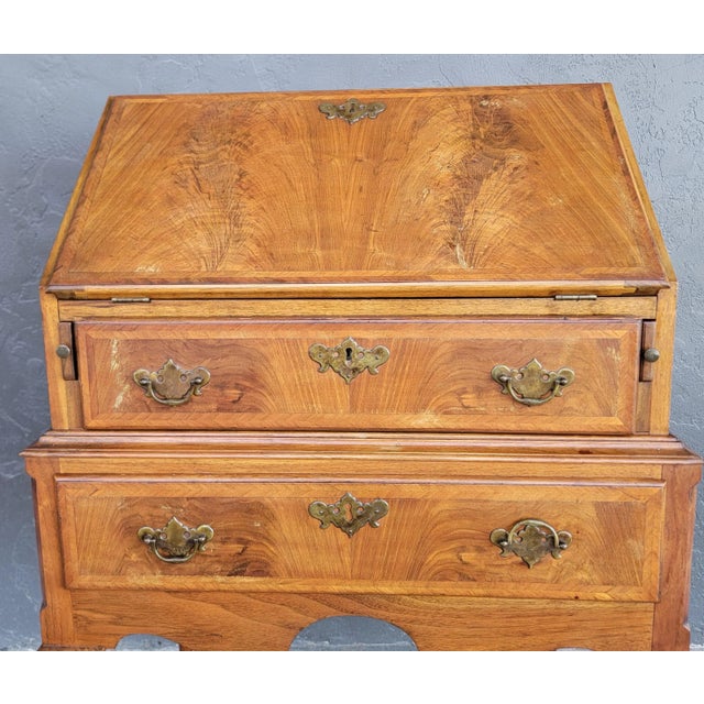 Wood Antique Queen Anne Secretary Desk 19th Century For Sale - Image 7 of 18