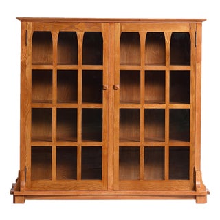 Mission Solid Oak Double Door Bookcase - Michael's Cherry For Sale