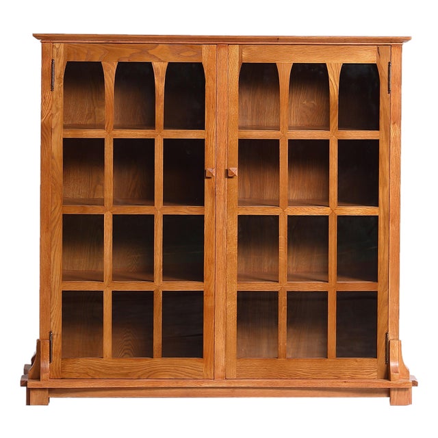Mission Solid Oak Double Door Bookcase - Michael's Cherry For Sale
