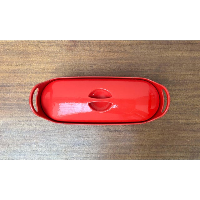 Mid-Century Modern Red Enamel Cast Iron Pot by Timo Sarpaneva for Rosenlew of Finland, 1960s Original old version from...