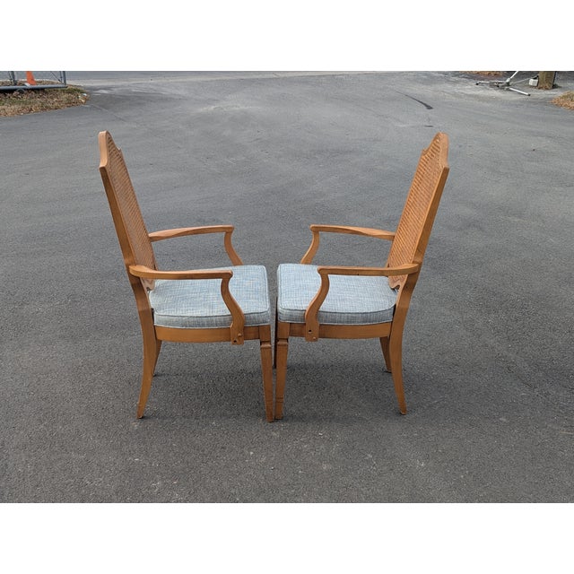 French Country Vintage Cane Back Dining Arm Chairs - Set of 2 For Sale - Image 3 of 10
