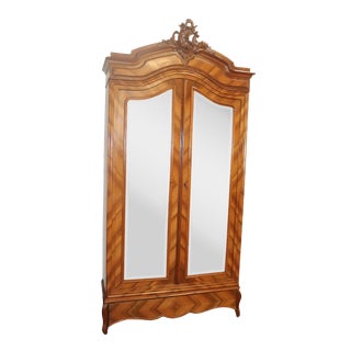 Antique Walnut and Maple French Armoire For Sale