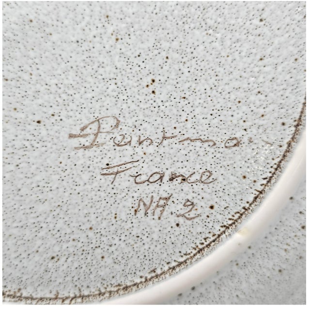 French Peint Main Studio Faience Plate With Hand-Painted Sailboat Scene For Sale - Image 11 of 11