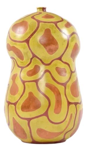 Shawn Banks Organic Modern Yellow and Orange Gourd Shaped Large Ceramic Vase