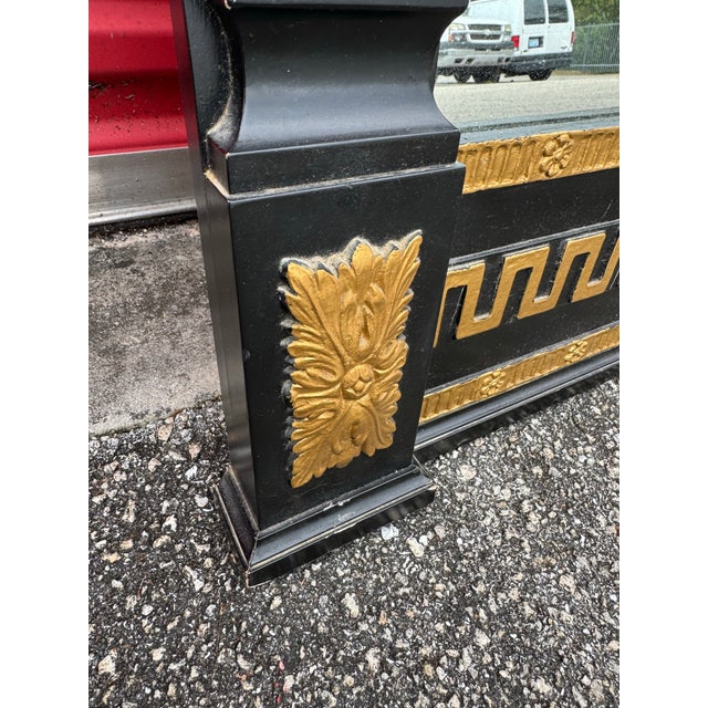 Wood 1960s Vintage Neoclassic Black and Gold Floor Pier Full Length Mirror For Sale - Image 7 of 12