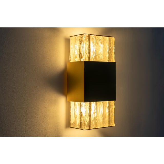 Gold Glass Wall Lights Sconces by Jean Perzel for Atelier Perzel, France, 1960s, Set of 2 For Sale - Image 8 of 9