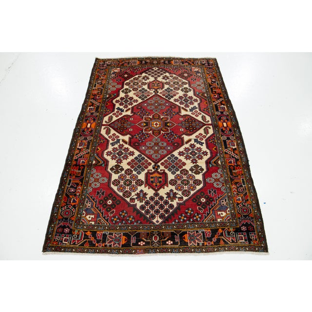 Persian Vintage Allover Designed Persian Malayer Wool Rug in Beige and Red For Sale - Image 3 of 8
